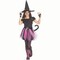 Girls Black Polyester Witch Kitty Costume with Hat and Accessories, Ideal for Costume Parties.